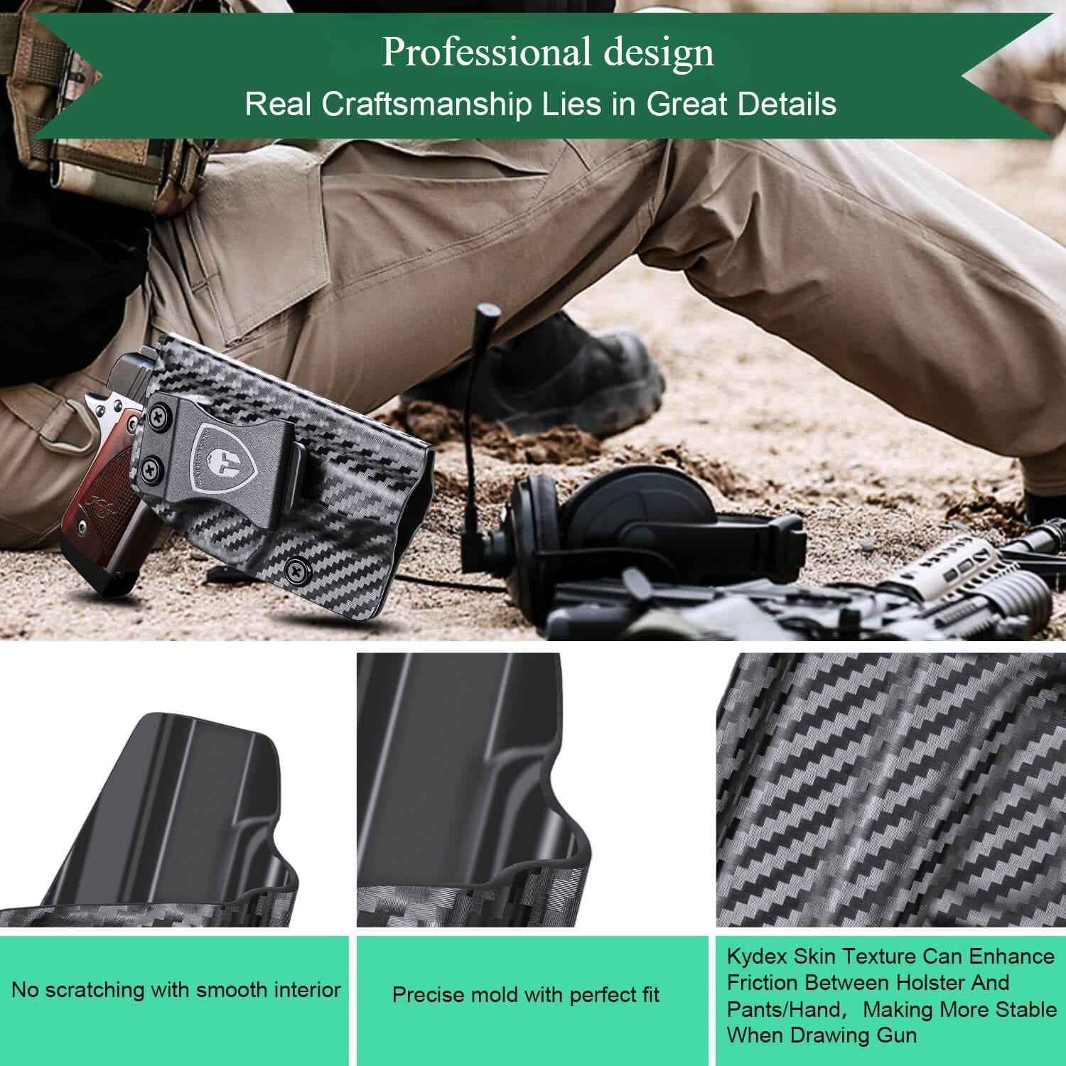 Carbon Fiber Kydex IWB Holster for Kimber Micro 9 9mm Pistol Concealed Carry | WARRIORLAND