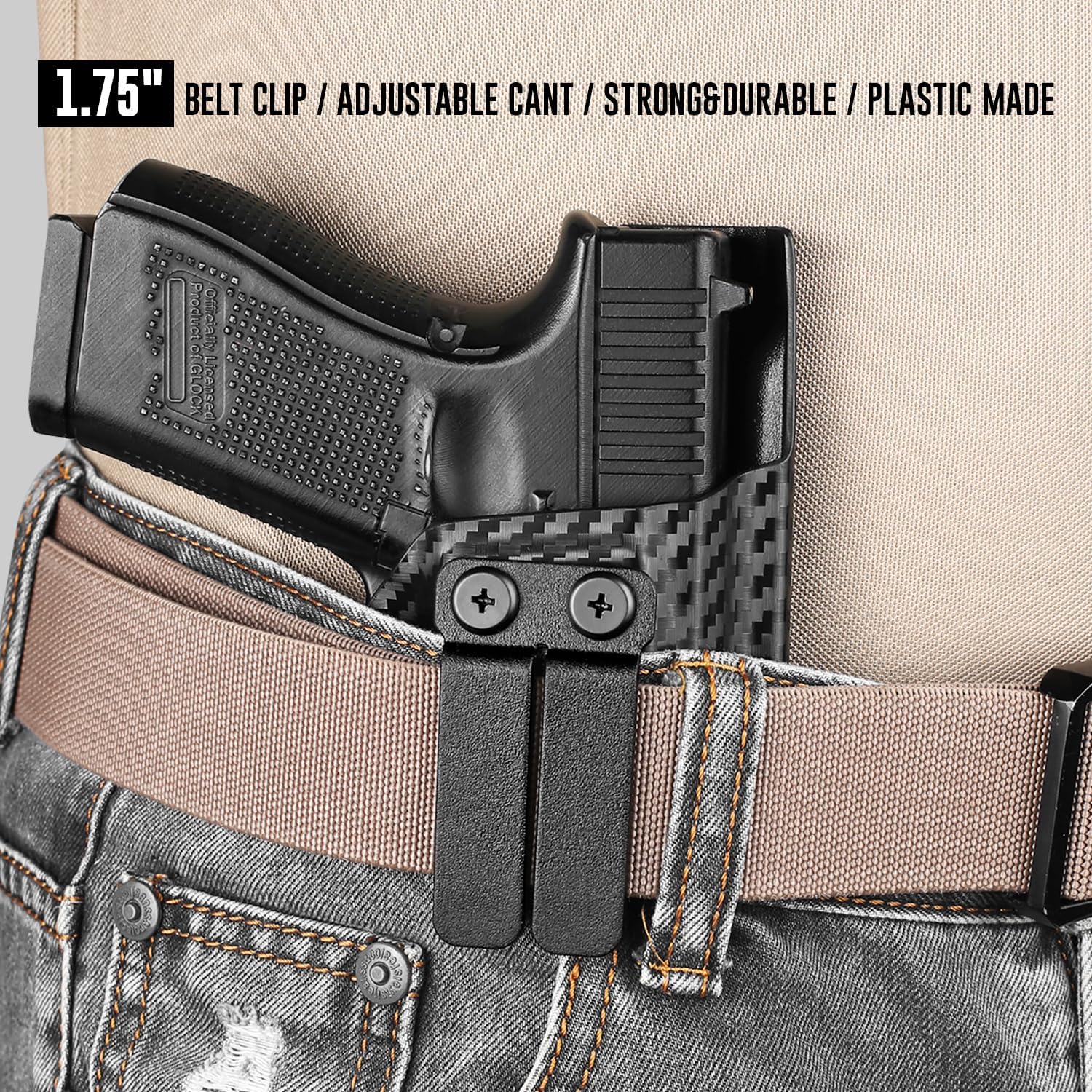 WARRIORLAND IWB & OWB Gun Holster Belt Clip, 1.5/1.75 Inch Adjustable, with Metal Washers, Screws, Slotted Binding Posts – Fits Holsters & Knife Sheaths 2 Pack - WARRIORLAND