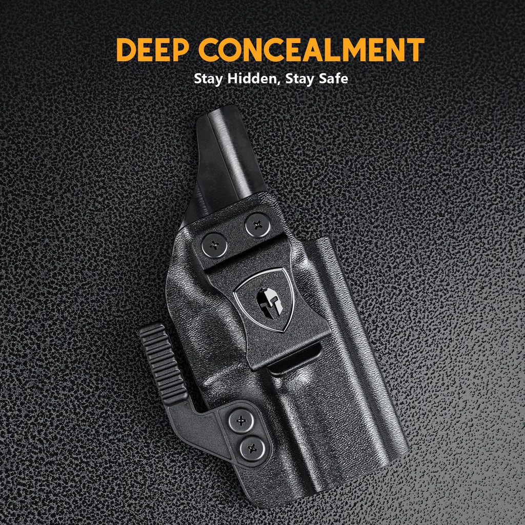 WARRIORLAND IWB Kydex Holster Compatible with Glock G17/G19/G26/G34/ Gen3-5  G17/G19 Gen4-5 MOS  G19X  G23/G32 Gen3-4  G26/G34 Gen5 MOS  G44  G45  G45 MOS, Inside Waistband Appendix Conceal Carry, with Claw & Adj. Retention & Cant, Right Hand - WARRIORLAND