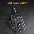 WARRIORLAND IWB Kydex Holster Compatible with Glock G17/G19/G26/G34/ Gen3-5  G17/G19 Gen4-5 MOS  G19X  G23/G32 Gen3-4  G26/G34 Gen5 MOS  G44  G45  G45 MOS, Inside Waistband Appendix Conceal Carry, with Claw & Adj. Retention & Cant, Right Hand - WARRIORLAND