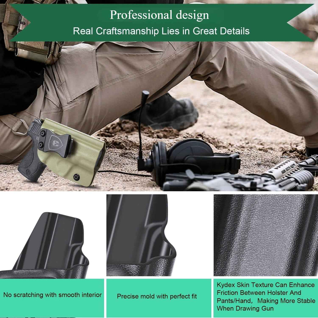 Tan Smith & Wesson Kydex IWB Holster M&P Shield Plus M2.0  M1.0  9mm/.40 Pistol Right/ Left Handed