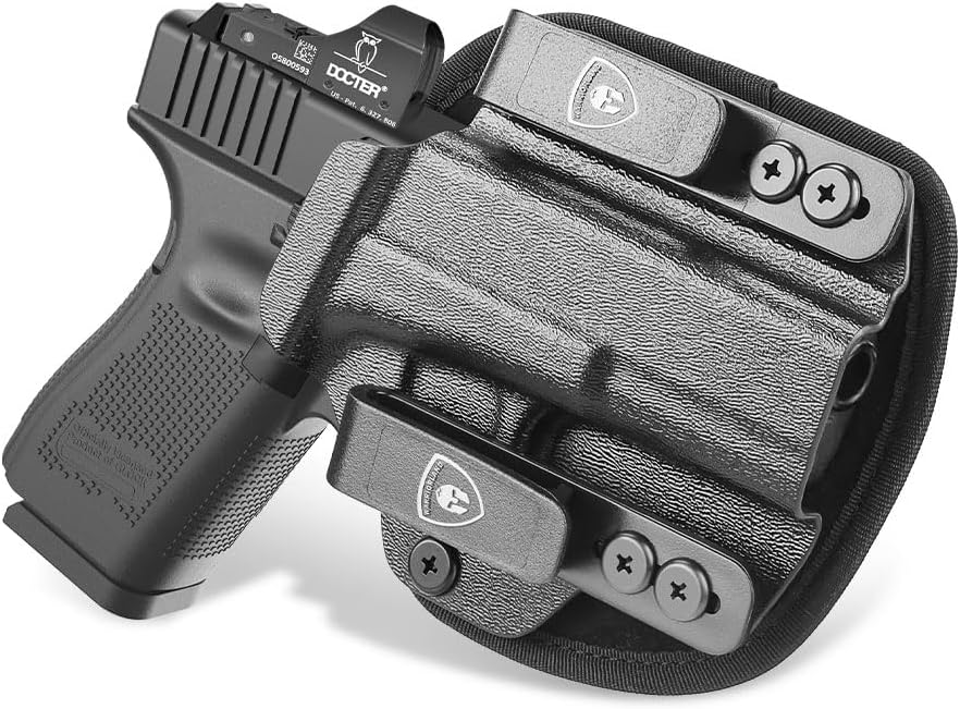 WARRIORLAND Hybrid Kydex & Nylon Holster, Optional for Glock 17/19/23/26/34 Gen3-5、G17/G19 Gen4-5 MOS G19X  G21/G22 Gen5 G26/G34 Gen5 MOS  G32 Gen3-4 G44  G45  G45 MOS G43 G43X  G43X MOS  G48  G48 MOS, Optics Cut & Open Muzzle, Concealed Carry Right Hand - WARRIORLAND