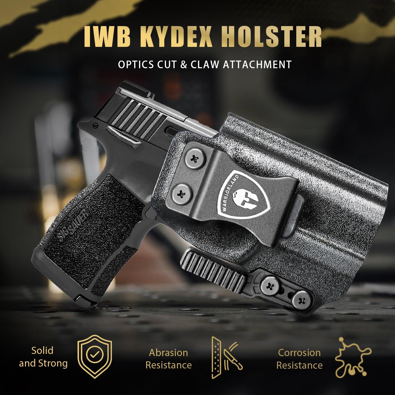 Sig P365XL IWB Kydex Holster with Claw Attachment and Optic Cut: Sig Sauer P365XL only, Inside Waistband Appendix Carry P365XL Holster, Adj. Cant & Retention, Right Hand| WARRIORLAND - WARRIORLAND