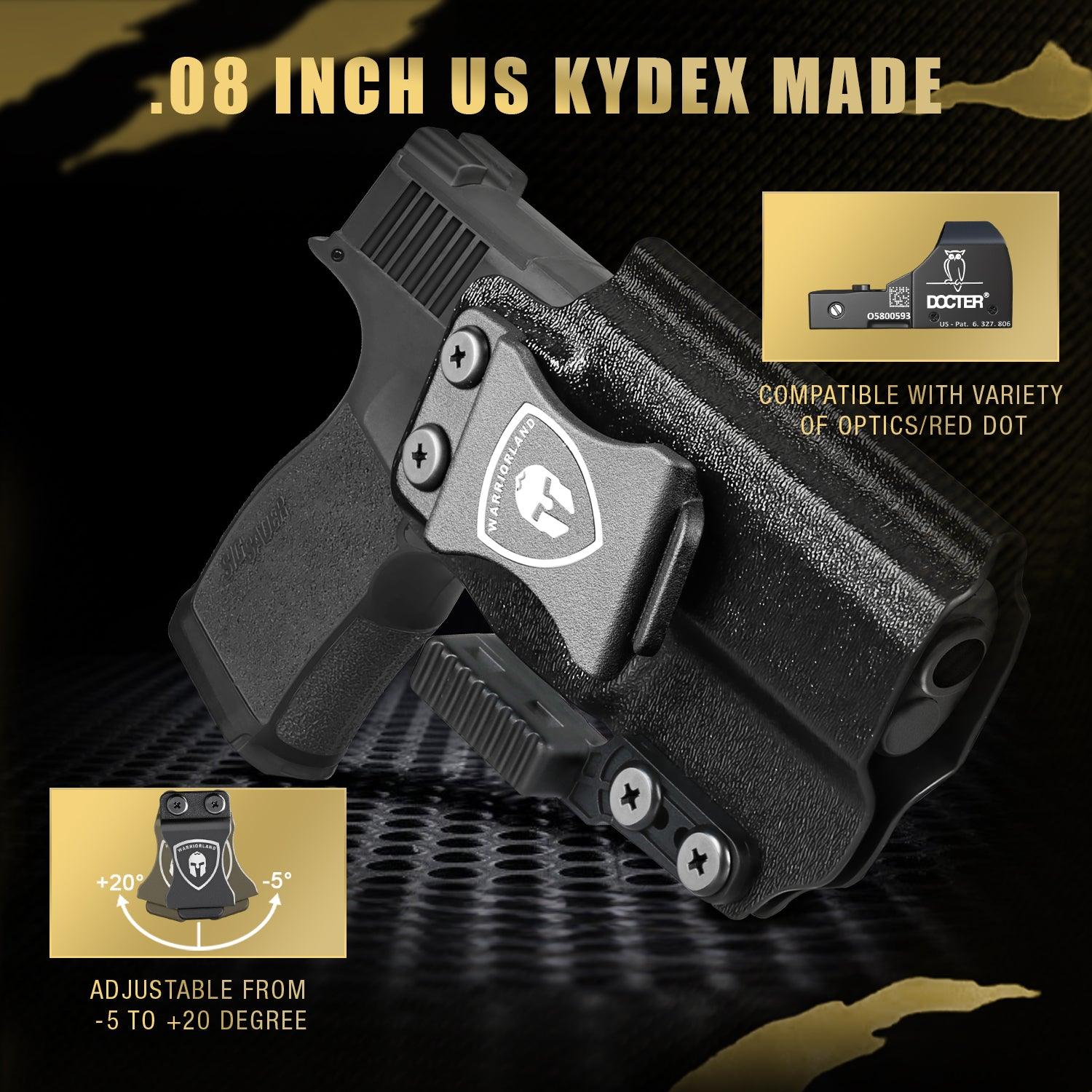 Sig P365XL IWB Kydex Holster with Claw Attachment and Optic Cut: Sig Sauer P365XL only, Inside Waistband Appendix Carry P365XL Holster, Adj. Cant & Retention, Right Hand| WARRIORLAND - WARRIORLAND