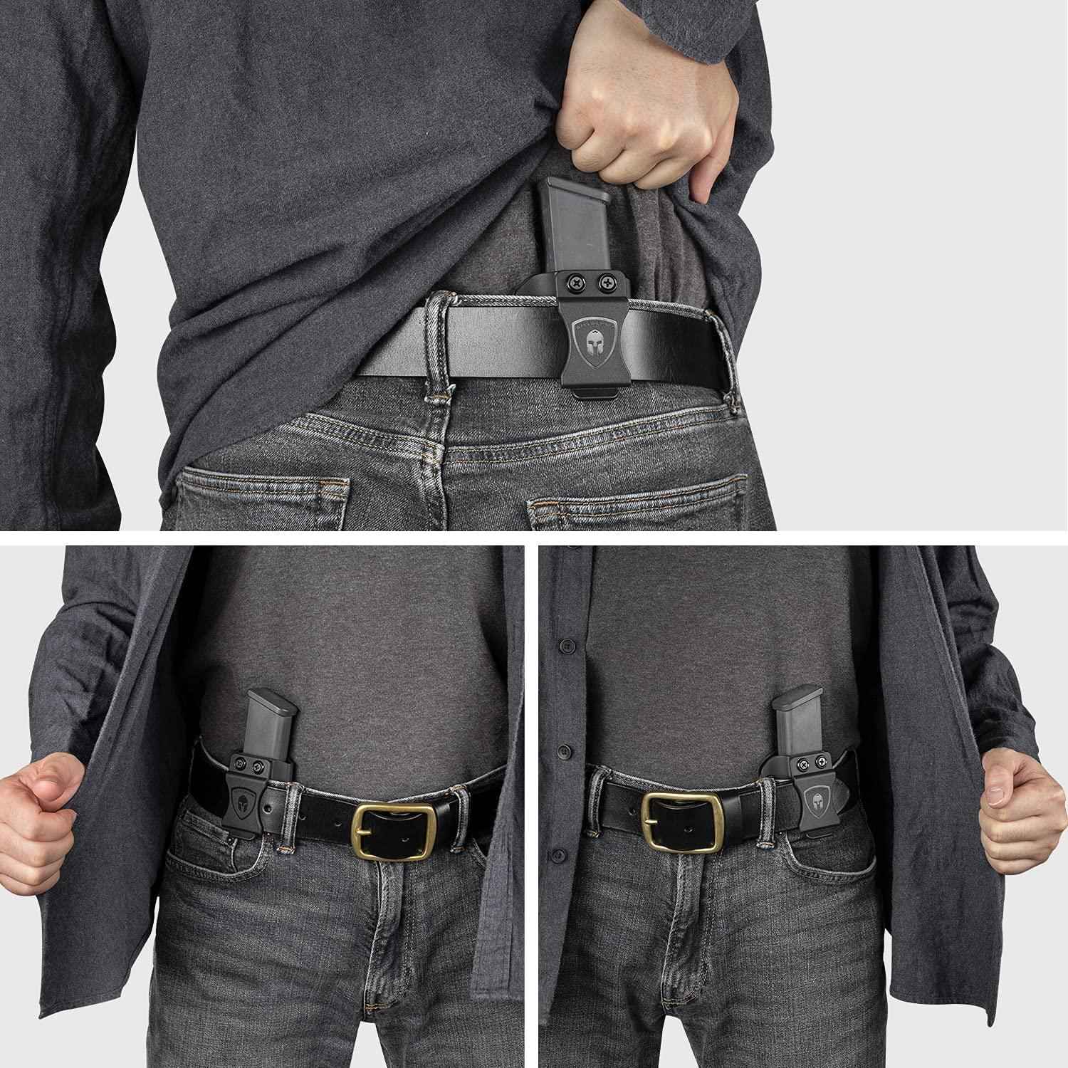 Universal 9mm/.40 Double Stack Mag Carrier IWB/OWB Magazine Holster Option 1: Glock 17 19 26 45(Gen 3-5)/HK VP9, Option 2: Taurus G2C/G3C/Sig Sauer P365/P320/Hellcat/CZ P10C/Walther PPQ M1