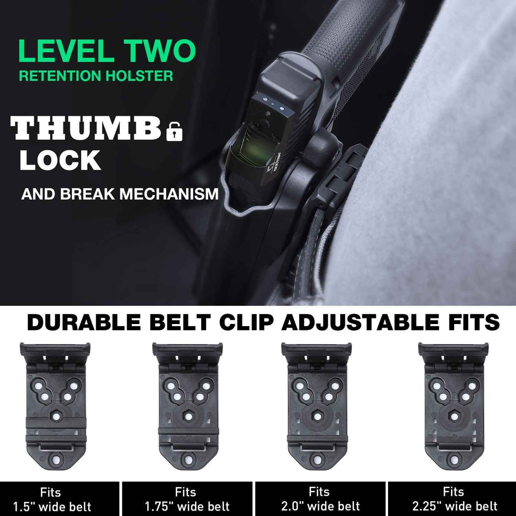 Taurus G2C G3C Millennium G2 PT111 PT140  Polymer Level II Retention Thumb Release OWB Holster with Optic Cut