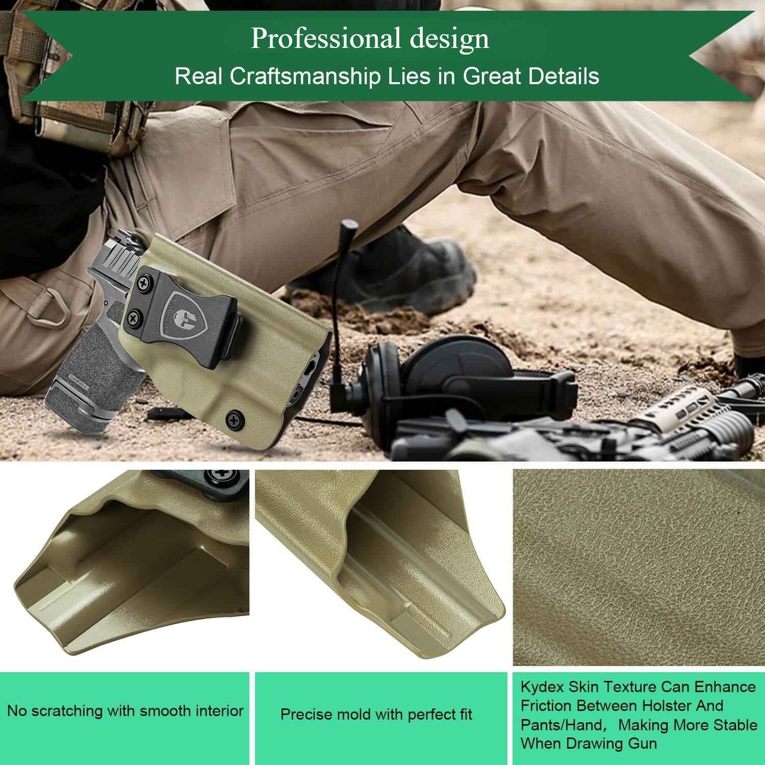9mm Springfield Armory Hellcat / Pro Tan 9mm Inside Waistband Holster Kydex  Right / Left Handed | WARRIORLAND