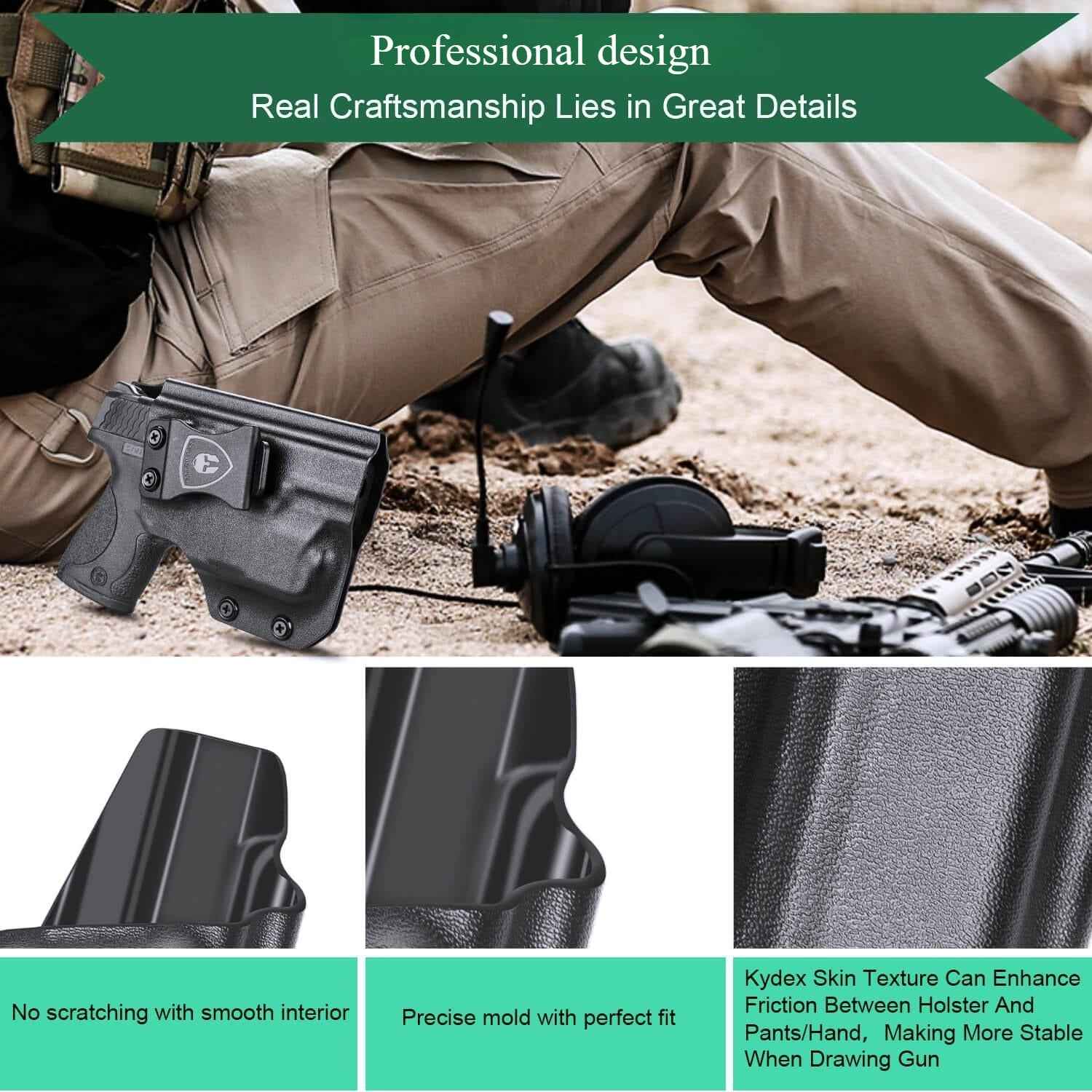 IWB Kydex Light Bearing Holster for S&W M&P Shield 9/.40 M2.0 Pistol with TLR 6  Right/ Left Handed | WARRIORLAND
