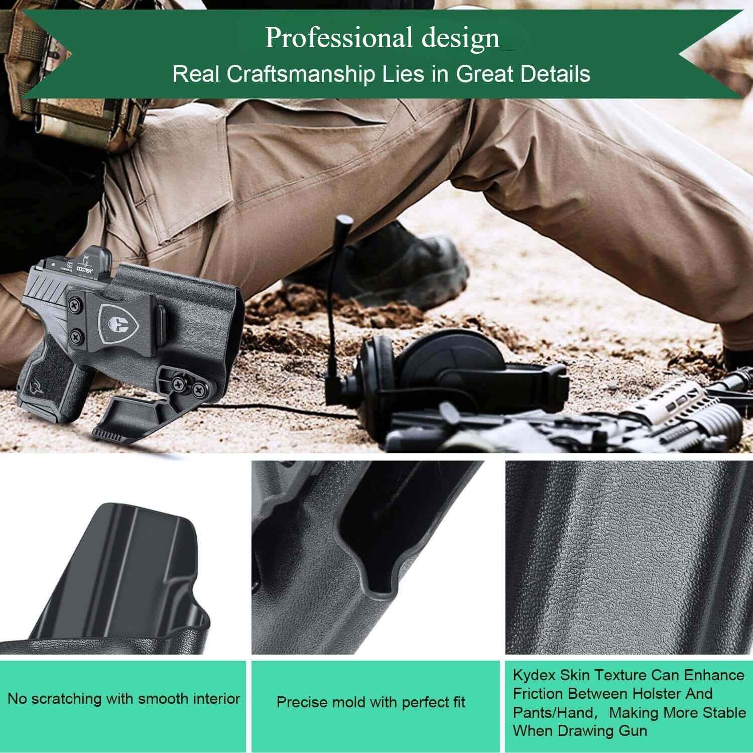 Taurus GX4 IWB Kydex Holster with Claw Red Dot Optics Cut Trigger Guard Holsters for Fat Guys | WARRIORLAND