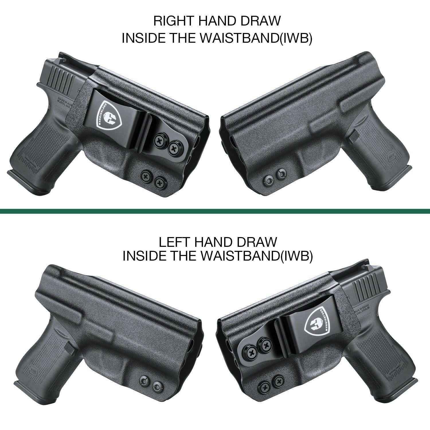 IWB Kydex Glock 43 Holster with Adjustable Ride Height and Metal Belt Clip | WARRIORLAND