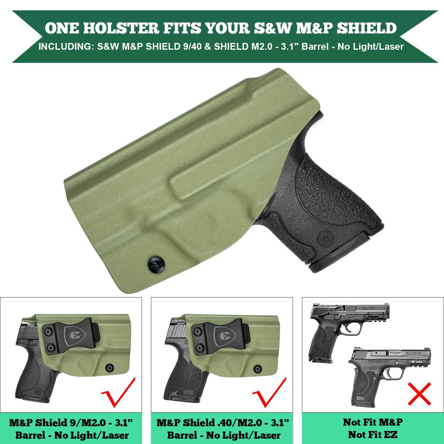 Army Green Smith & Wesson Kydex IWB Holster M&P Shield Plus M2.0  M1.0  9mm/.40 Pistol | WARRIORLAND