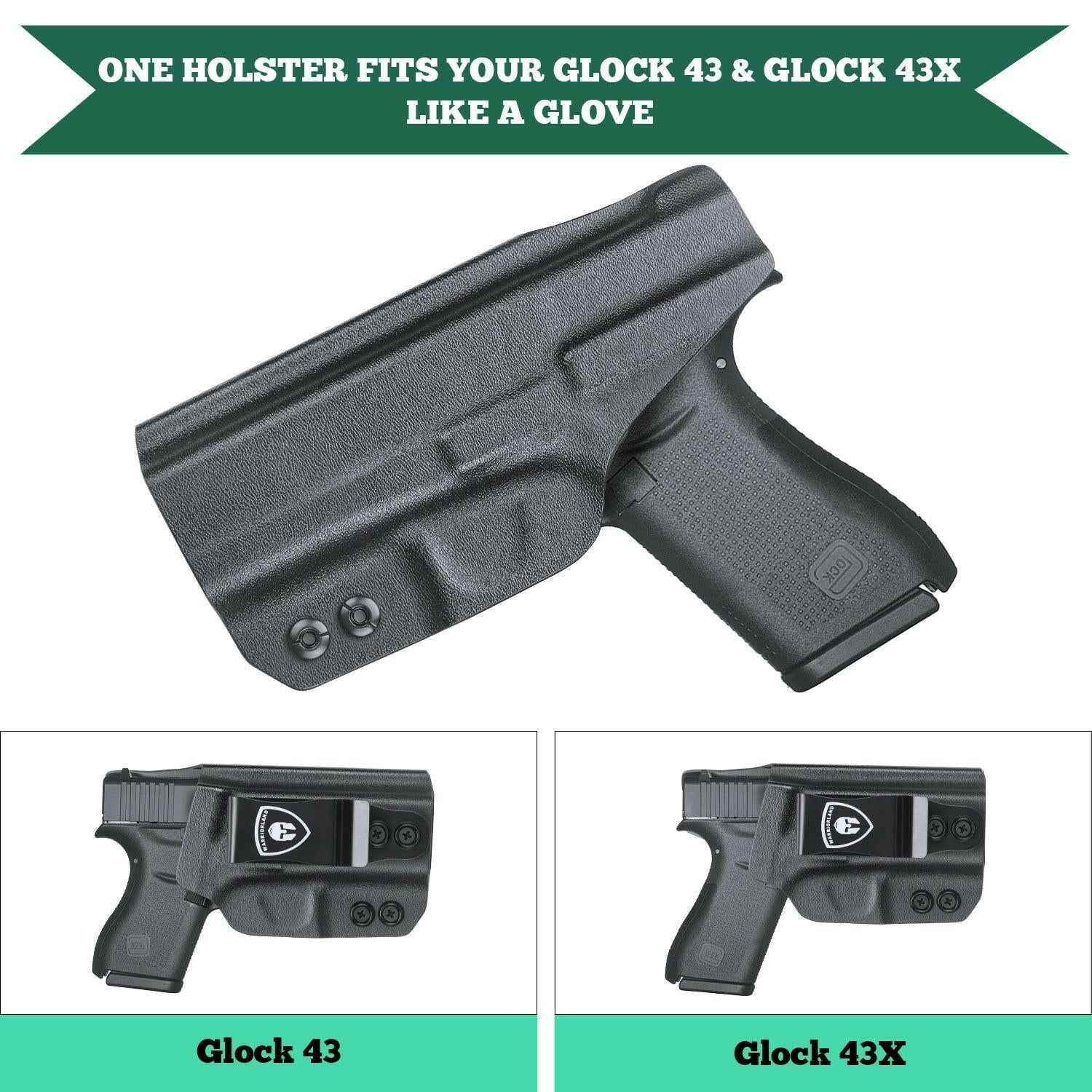 IWB Kydex Glock 43 Holster with Adjustable Ride Height and Metal Belt Clip | WARRIORLAND