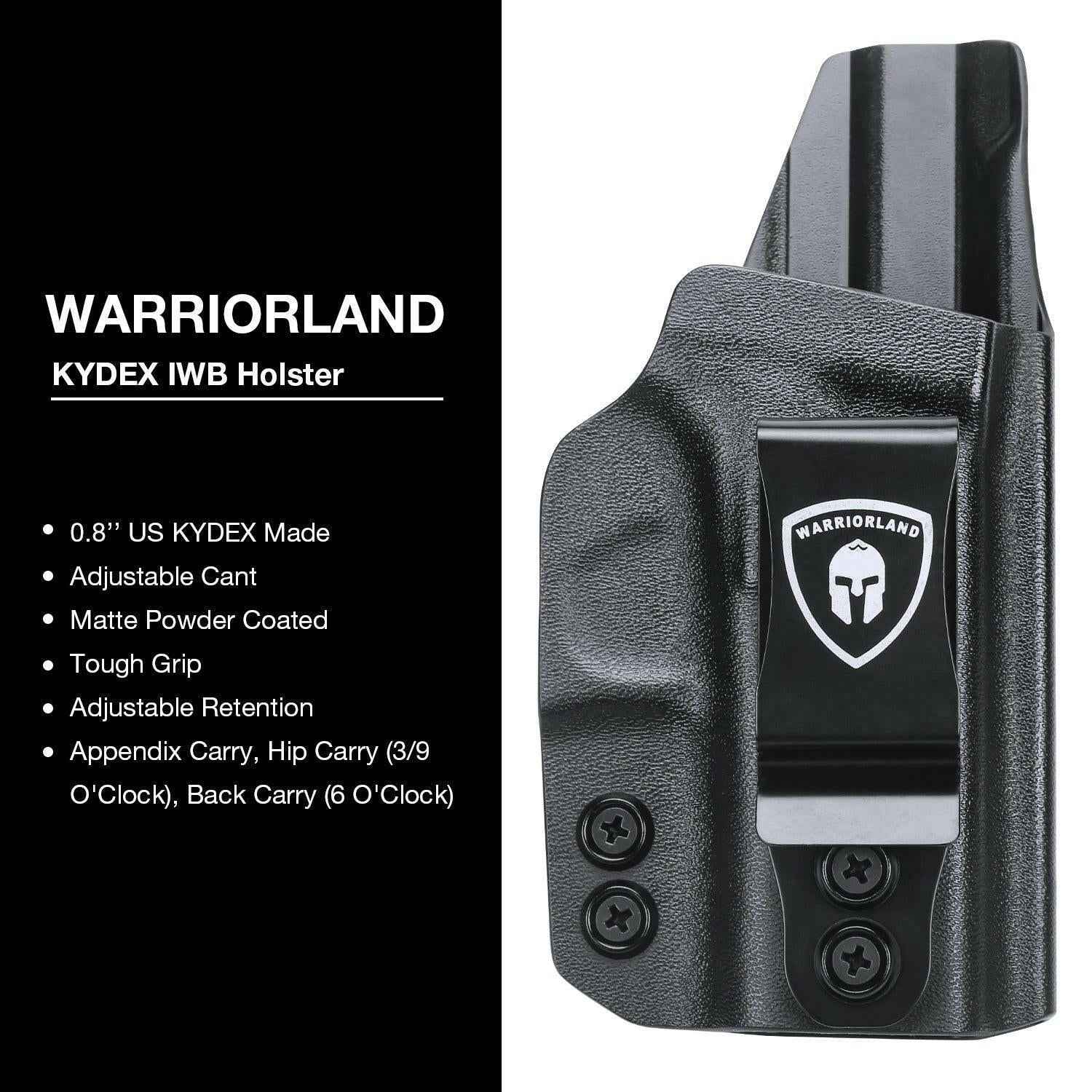 IWB Kydex Glock 43 Holster with Adjustable Ride Height and Metal Belt Clip | WARRIORLAND