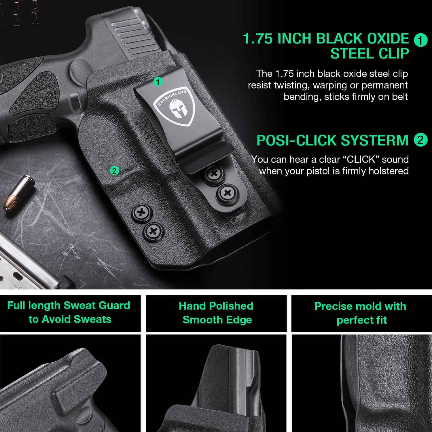 Holster for Taurus G2C Taurus G2S Taurus G3C Taurus G3 Taurus PT111 Millennium G2 Taurus PT140 Millennium G2 Taurus TX 22 COMPACT Adjustable Ride Height Metal Belt Clip  | WARRIORLAND