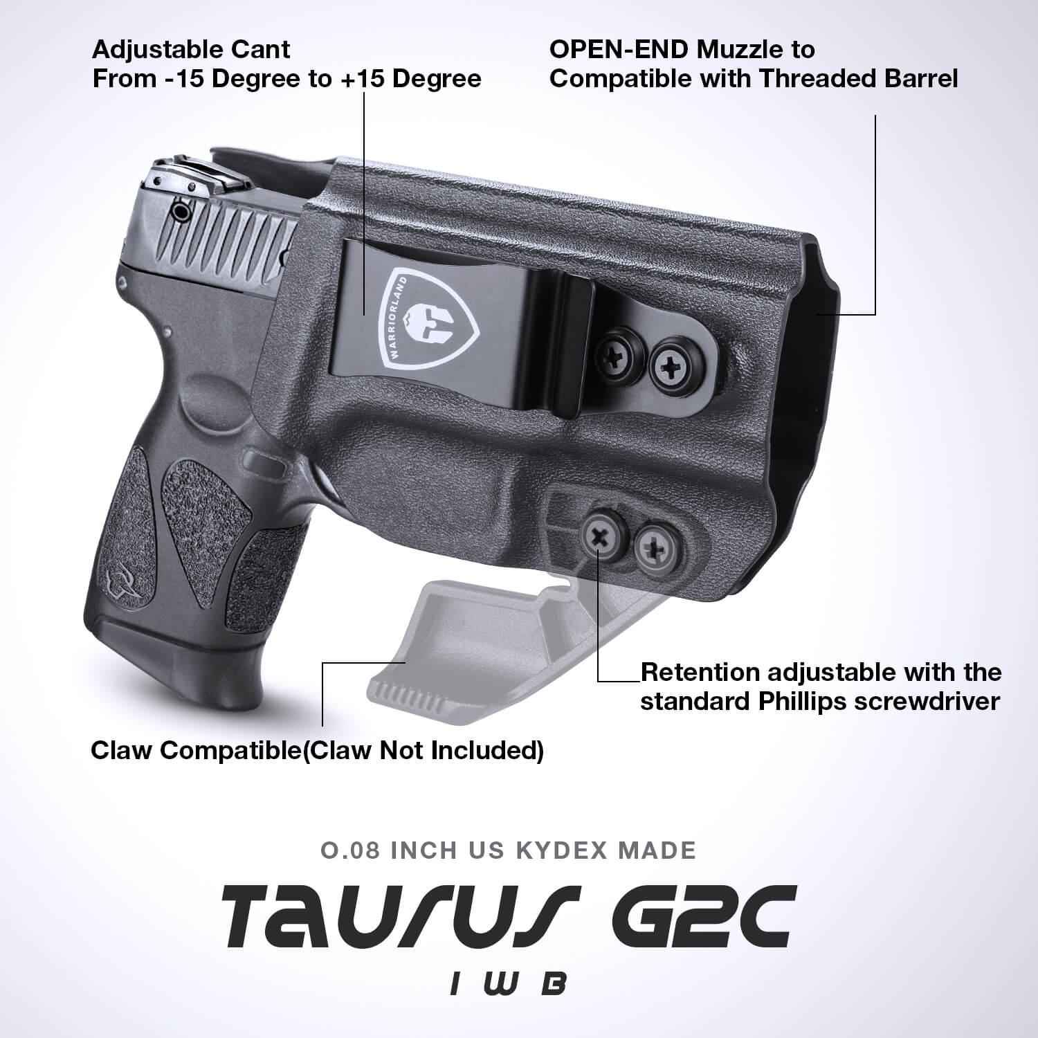 Holster for Taurus G2C Taurus G2S Taurus G3C Taurus G3 Taurus PT111 Millennium G2 Taurus PT140 Millennium G2 Taurus TX 22 COMPACT Adjustable Ride Height Metal Belt Clip  | WARRIORLAND
