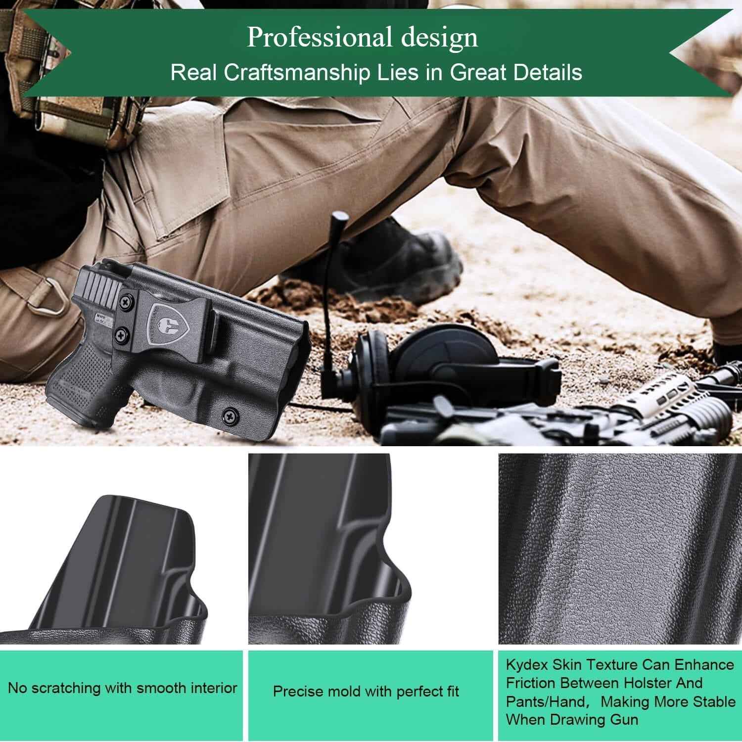 Glock 26 Gen 3-5/27/33 Gen 3-4 Kydex IWB Holster Right/ Left Handed | WARRIORLAND