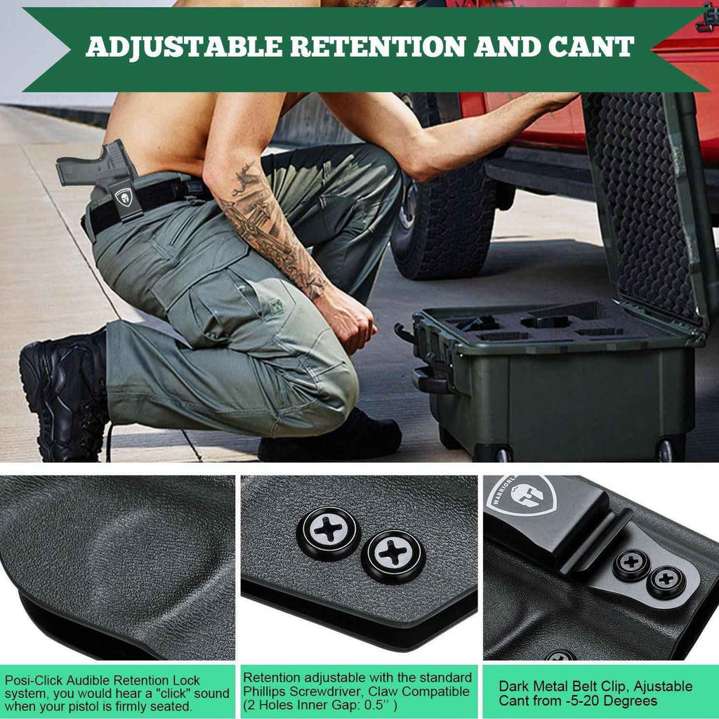 IWB Kydex Glock 43 Holster with Adjustable Ride Height and Metal Belt Clip | WARRIORLAND