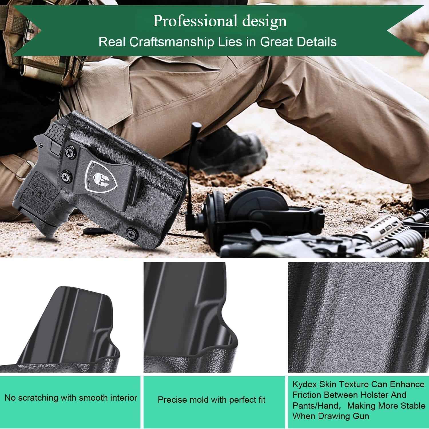 Kydex IWB Holster for Smith & Wesson S&W M&P Bodyguard 380 Integrated Laser Concealed Carry Right/ Left Handed | WARRIORLAND
