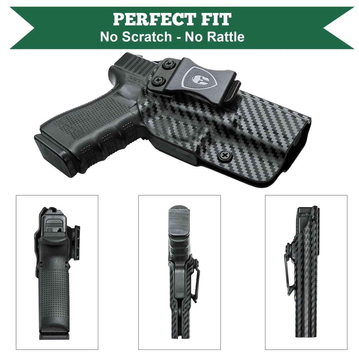 Glock Inside Waistband Holster for Gen 4 5 19X 44 45 - WARRIORLAND Carbon Fiber Kydex IWB Holster