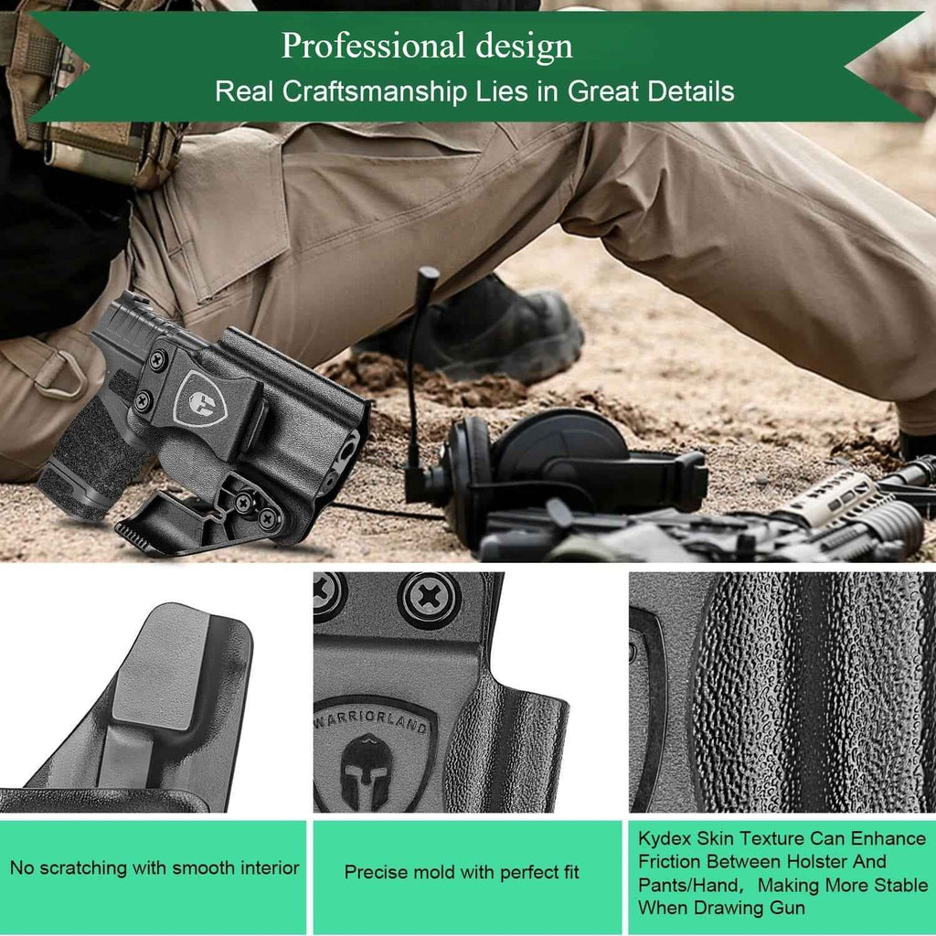 Kydex Holster IWB with Claw for Springfield Armory Hellcat/  Pro with Red Dot Optics Cut Trigger Guard Holsters for fat Guys | WARRIORLAND