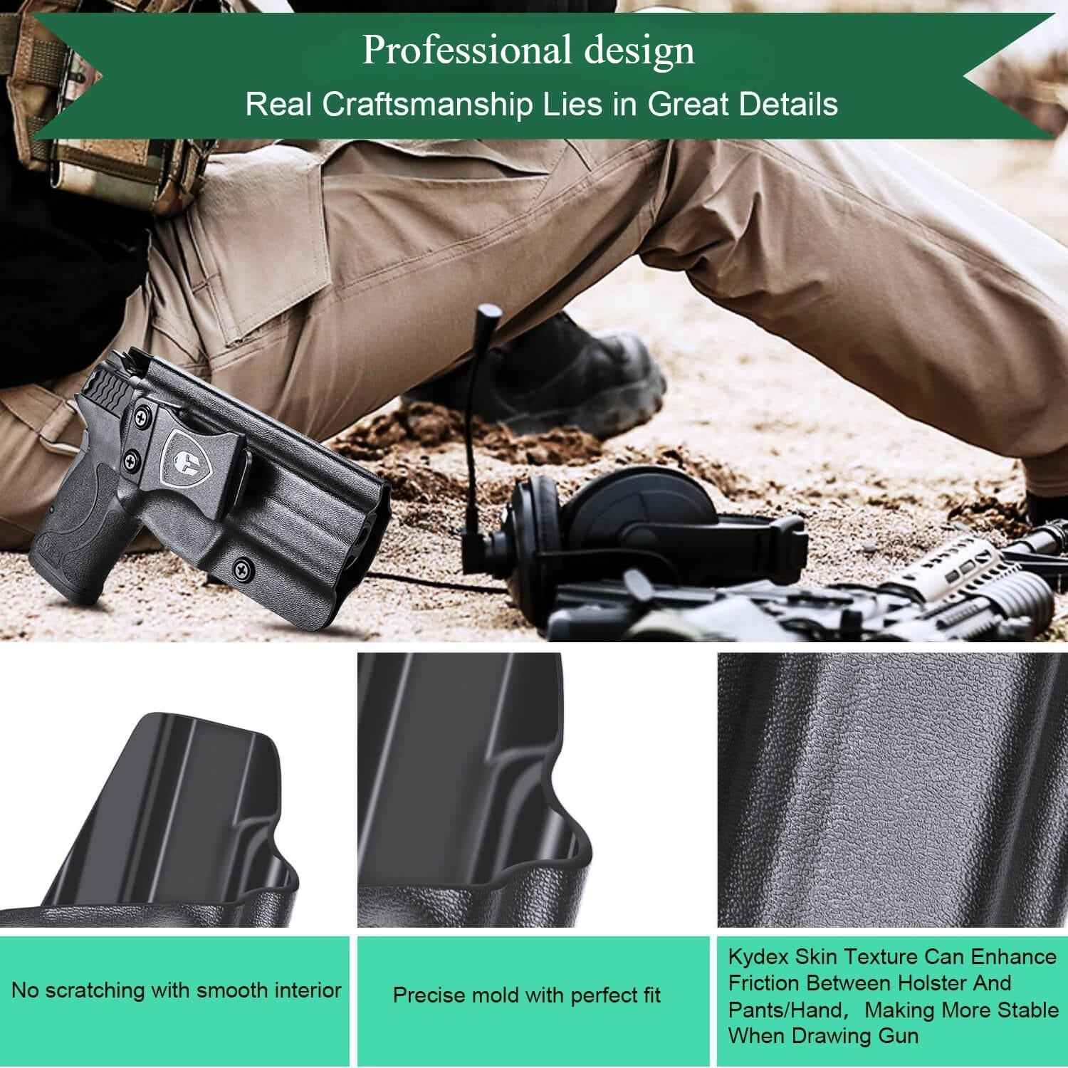 Kydex IWB Holster for Smith & Wesson M&P Shield 380 EZ Concealed Carry Right/ Left Handed | WARRIORLAND