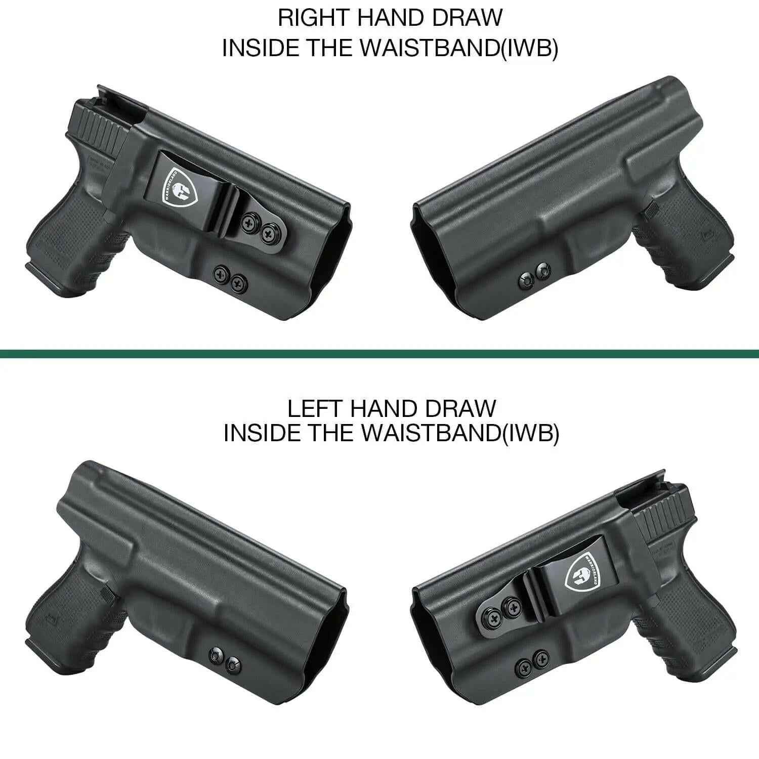 IWB Glock Holster for 17 19 23 26 32 Gen 4 5 19X 44 45 with Adjustable Ride Height and Metal Belt Clip | WARRIORLAND