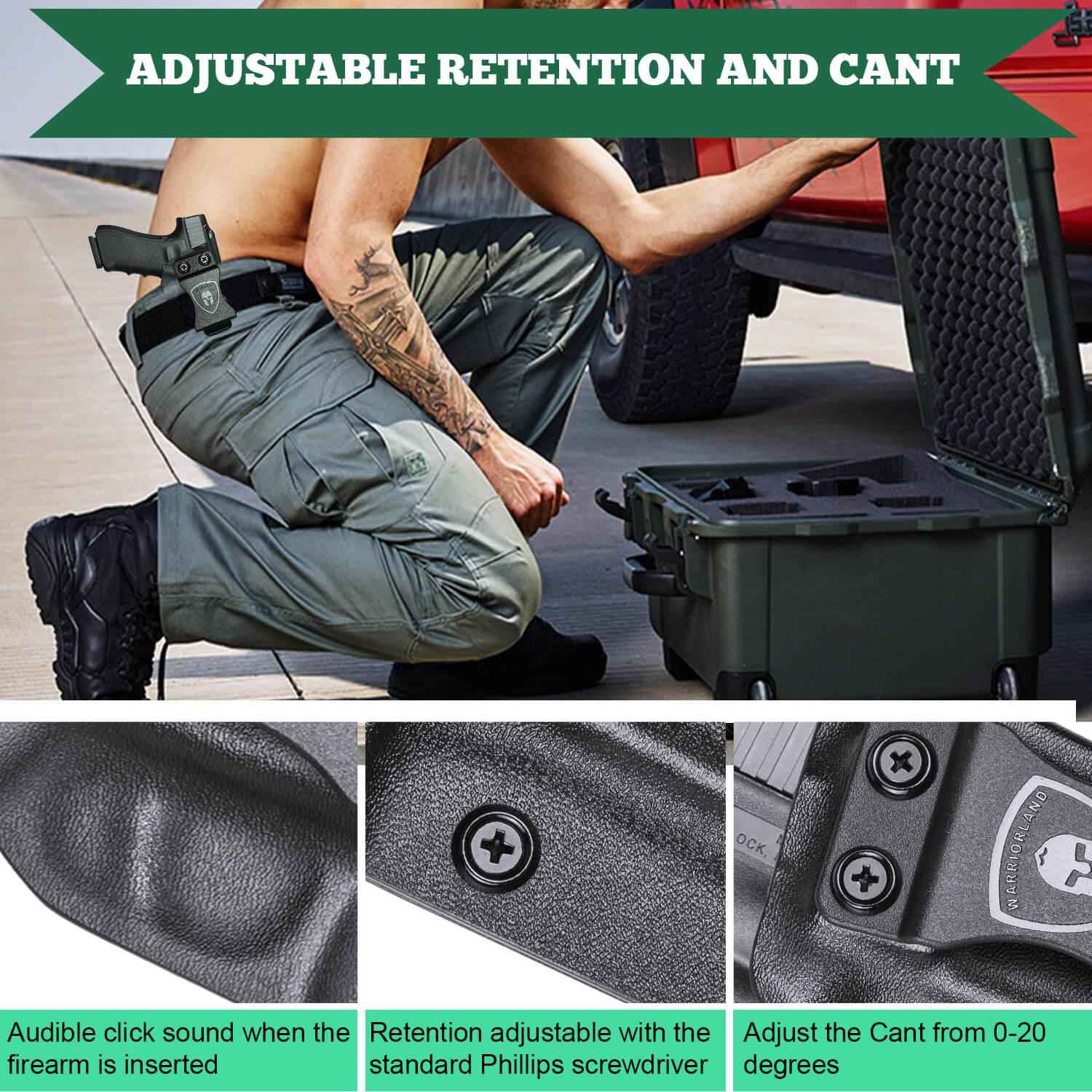 Kydex IWB Holster for Glock 17 / 22 / 31 Inside Waistband Concealed Carry Right/ Left Handed | WARRIORLAND