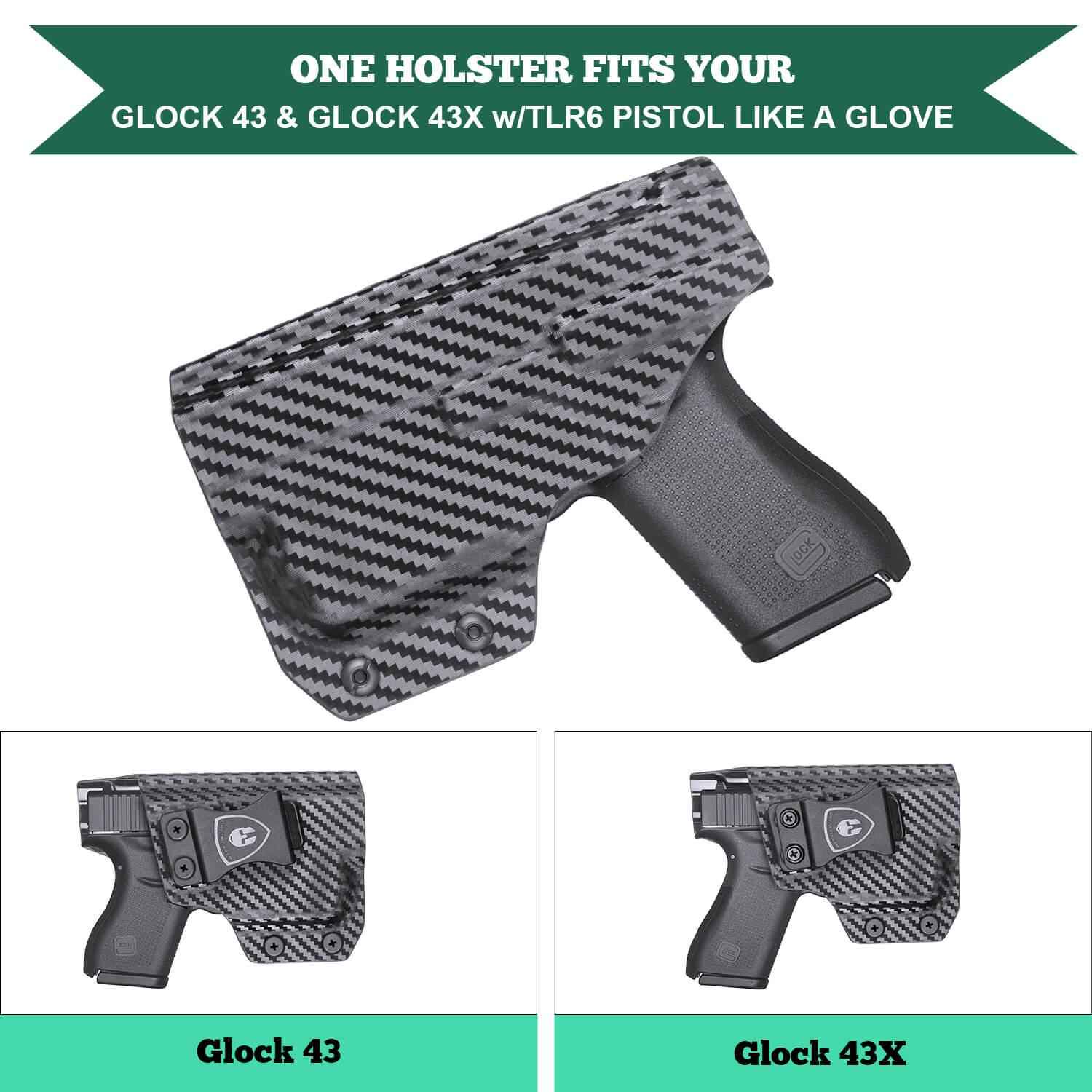 Carbon Fiber Kydex IWB Holster Glock 43 43X TLR 6 | Appendix Carry Trigger Guard Holster by WARRIORLAND