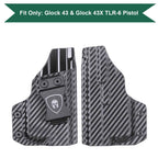 Carbon Fiber Kydex IWB Holster Glock 43 43X TLR 6 | Appendix Carry Trigger Guard Holster by WARRIORLAND
