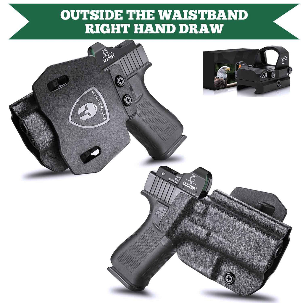 Kydex OWB Holster for Glock 43 43x with Paddle Appendix Open Carry Red Dot Optics Cut Trigger Guard Right/ Left | WARRIORLAND