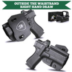 Kydex OWB Holster for Glock 43 43x with Paddle Appendix Open Carry Red Dot Optics Cut Trigger Guard Right/ Left | WARRIORLAND