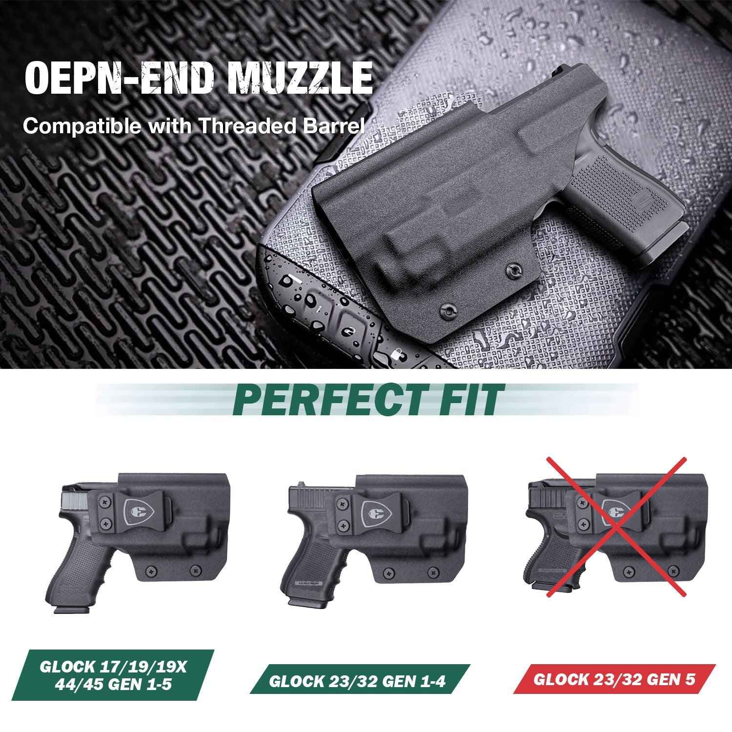 WARRIORLAND IWB Kydex Holster Optic Cut, Fits Glock 17/19 Gen 3-5 & 23/32 Gen 3-4 & 19X 44 45 with TLR-7/TLR-7A/TLR-7X, Inside Waistband Conceal Carry, Adj. Cant & Posi-Click Retention