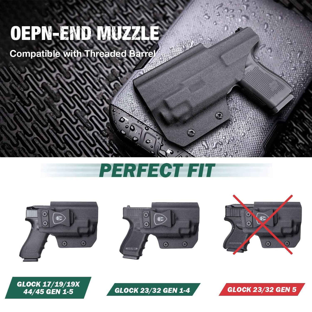 WARRIORLAND IWB Kydex Holster Optic Cut, Fits Glock 17/19 Gen 3-5 & 23/32 Gen 3-4 & 19X 44 45 with TLR-7/TLR-7A/TLR-7X, Inside Waistband Conceal Carry, Adj. Cant & Posi-Click Retention