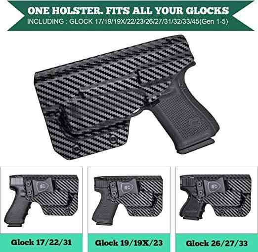Carbon Fiber IWB Holster for Glock 17 19 20 21 22 29 31 32 35 Gen 4 5 44 45 with TLR 6 - WARRIORLAND