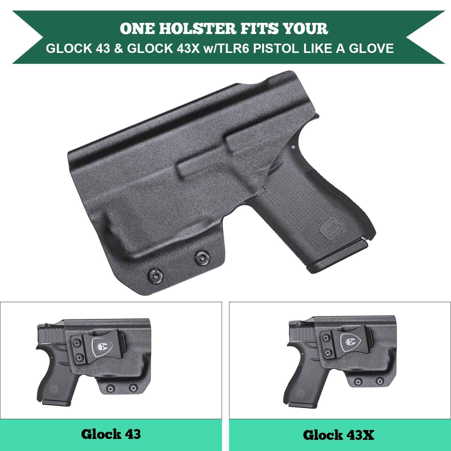 Glock 43 43X TLR 6 Holster - IWB Kydex for Right/Left Handed Users
