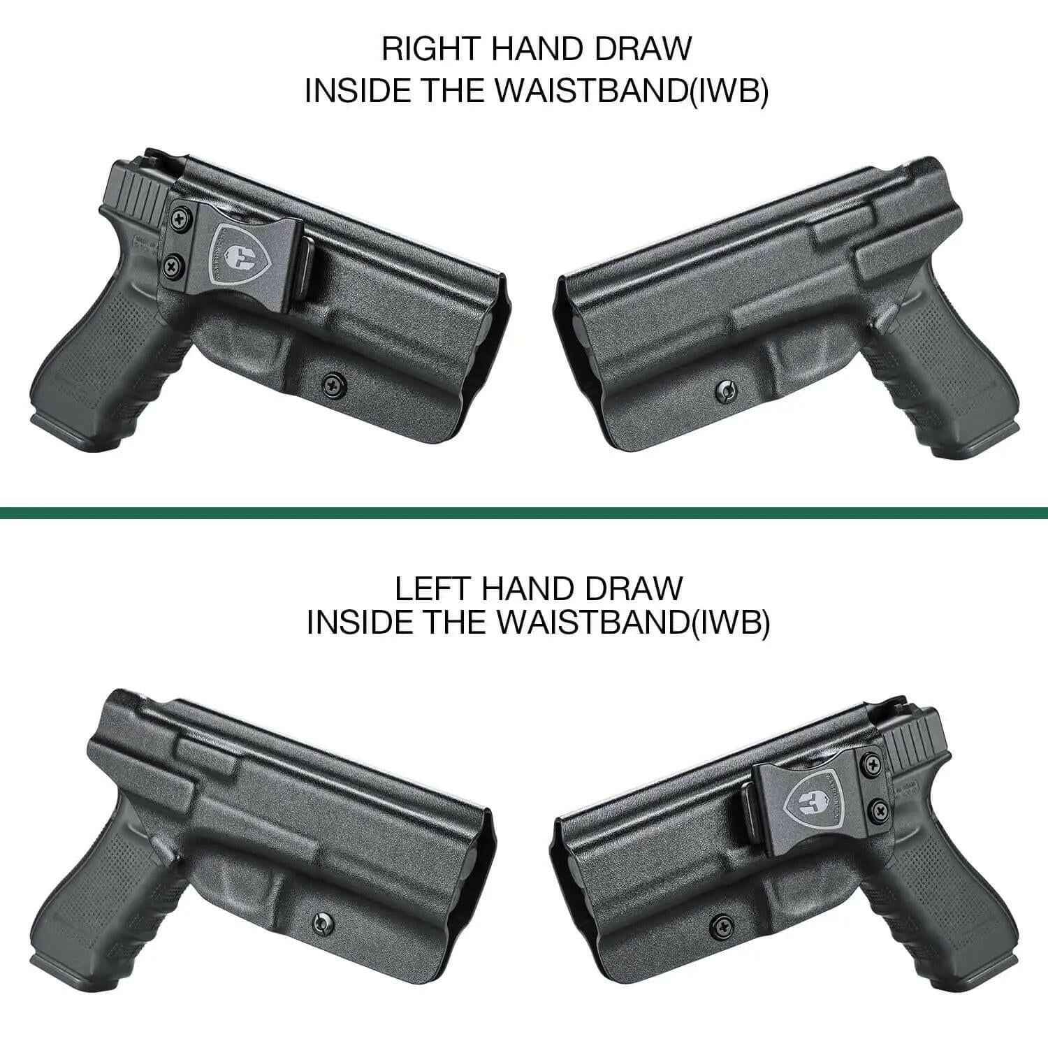 Kydex IWB Holster Glock 17 19 23 26 Right/Left Handed - WARRIORLAND Premium Concealed Carry Solution