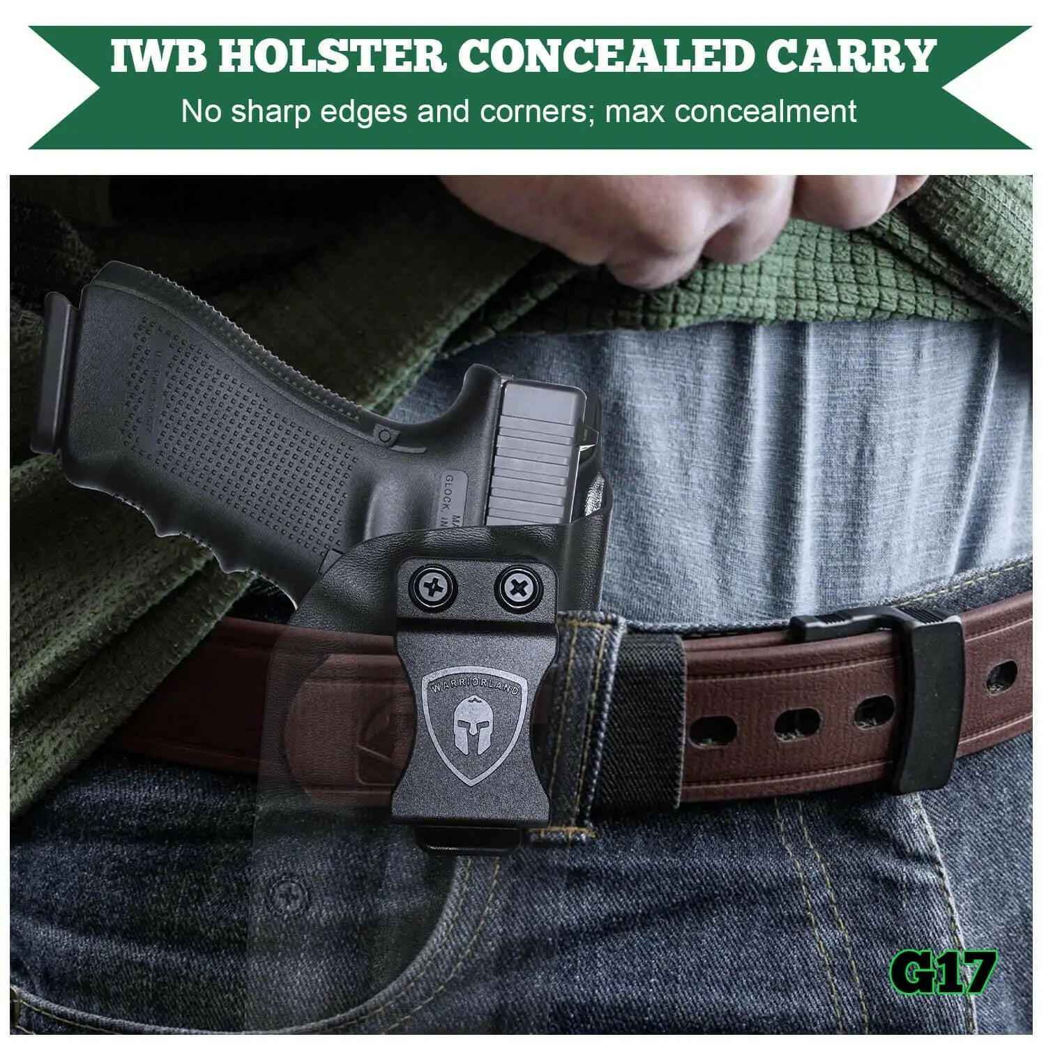 Kydex IWB Holster Glock 17 19 23 26 Right/Left Handed - WARRIORLAND Premium Concealed Carry Solution