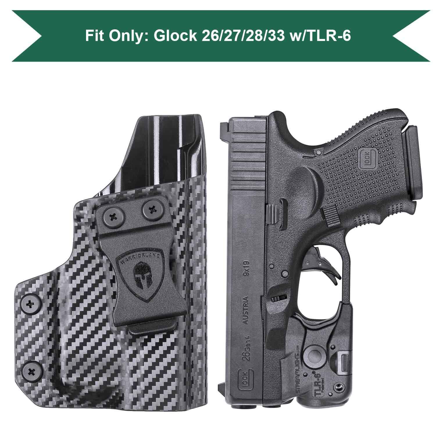 Carbon Fiber Kydex Holster Glock 26 27 28 33 Gen 4 with TLR 6 Trigger Guard by WARRIORLAND