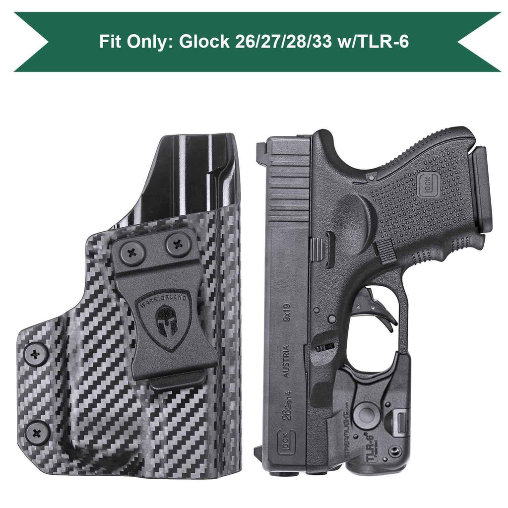 Carbon Fiber Kydex Holster Glock 26 27 28 33 Gen 4 with TLR 6 Trigger Guard by WARRIORLAND