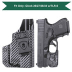 Carbon Fiber Kydex Holster Glock 26 27 28 33 Gen 4 with TLR 6 Trigger Guard by WARRIORLAND