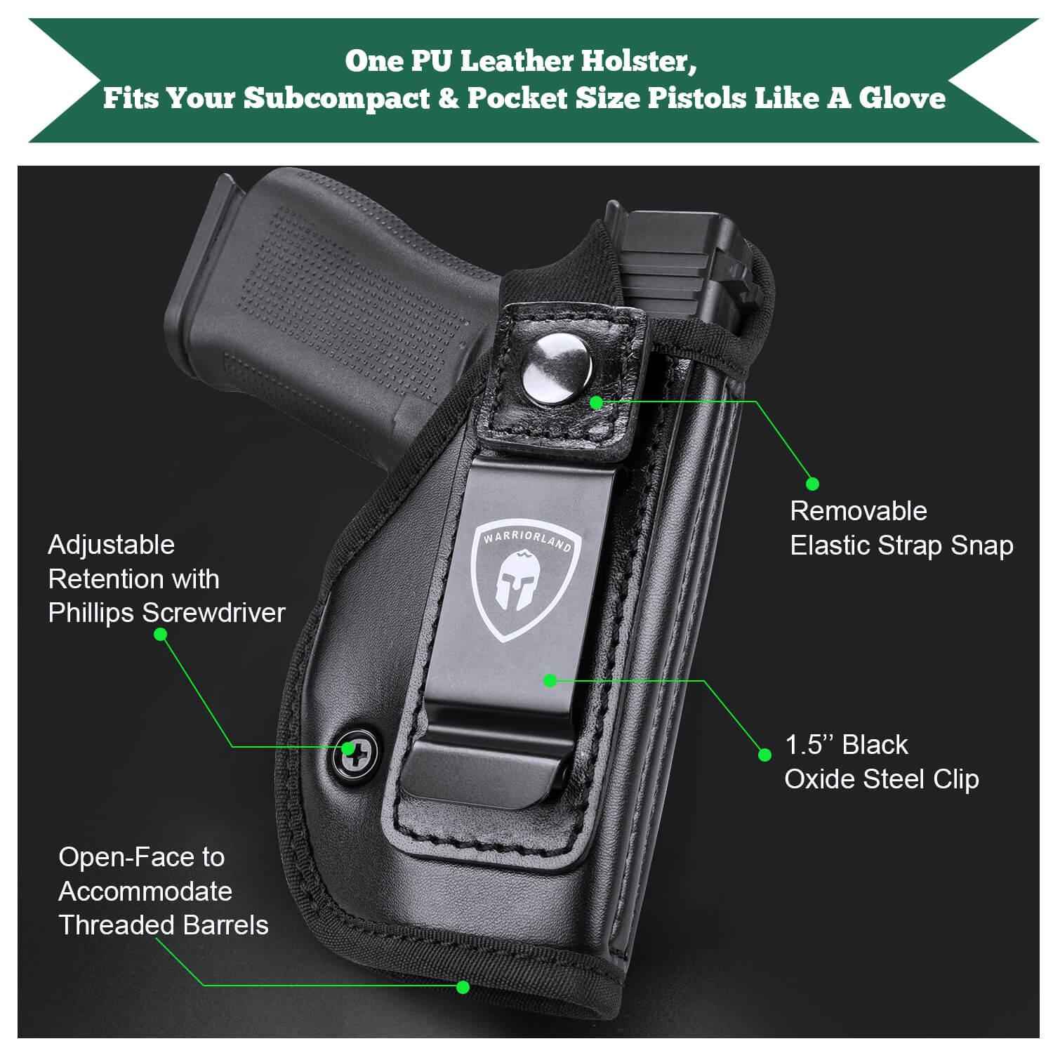 Universal IWB Leather Holster for Subcompact  Pocket Size Pistols | WARRIORLAND