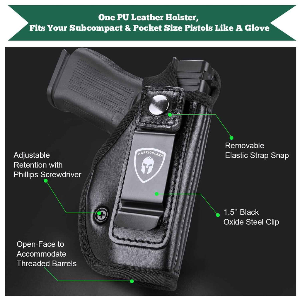 Universal IWB Leather Holster for Subcompact  Pocket Size Pistols | WARRIORLAND