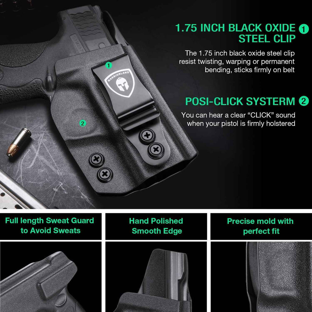 Kydex IWB Holster Smith & Wesson M&P Shield /Plus/ M2.0  9mm/.40 Pistol Adjustable Ride Height Metal Belt Clip | WARRIORLAND