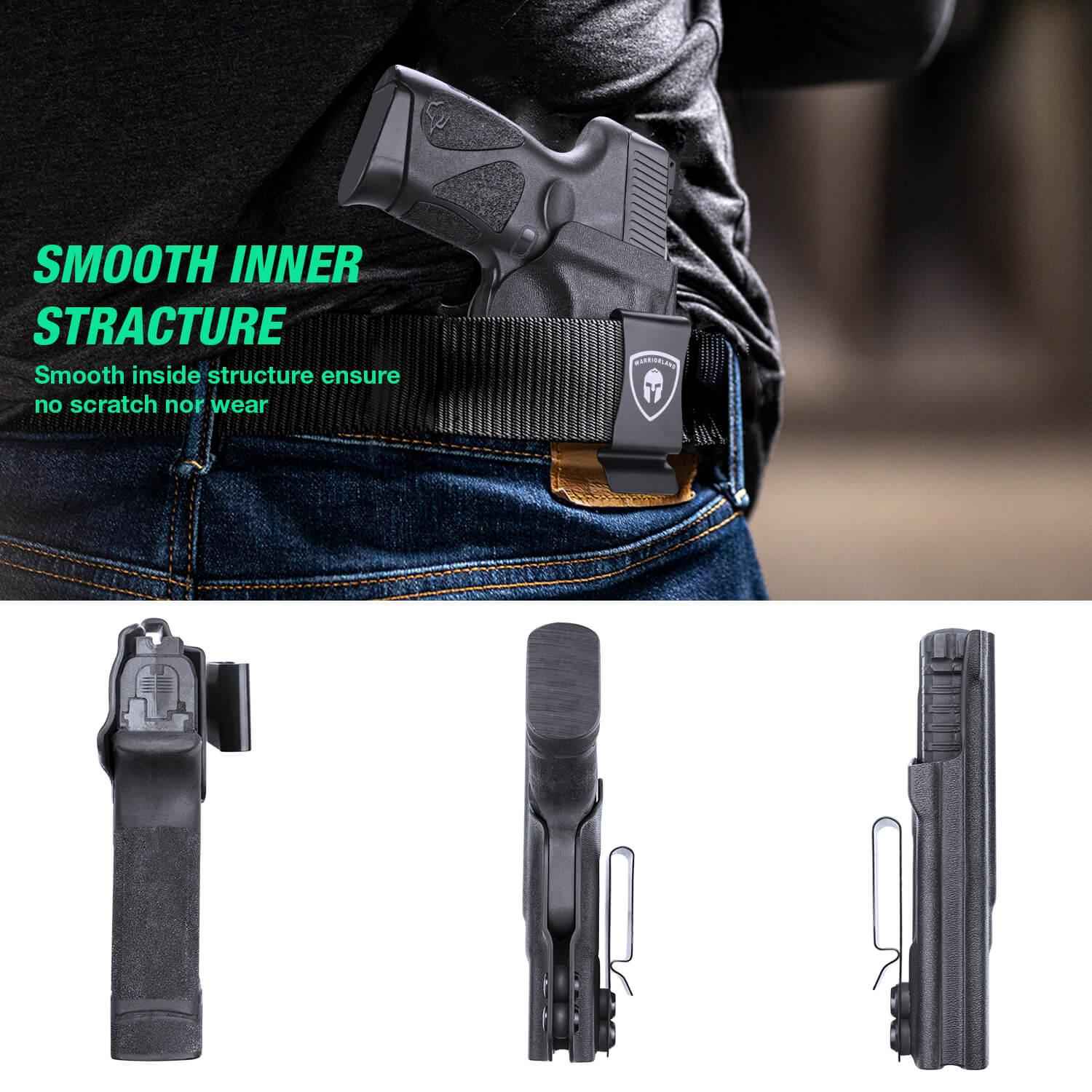 Comfortable Holster for Springfield Armory Hellcat/ Pro Kydex IWB Adjustable Ride Height Metal Belt Clip | WARRIORLAND