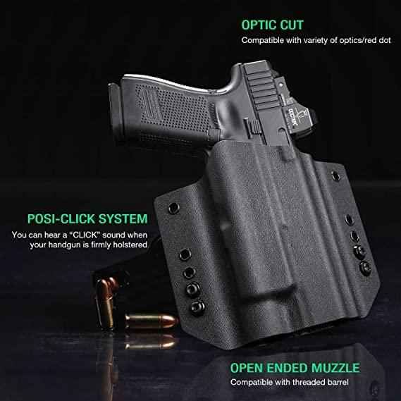 Kydex OWB Light Bearing Holster for Glock 17 19  23 32 Gen 4 5 19X 44 45 with Streamlight TLR 1 1S HL Light, Right Hand