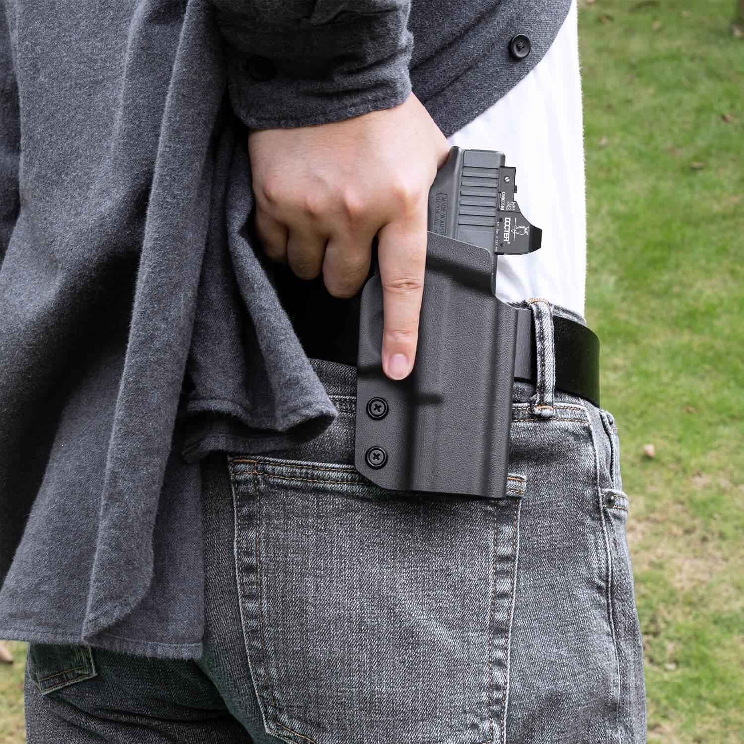 Kydex OWB Paddle Holster for Springfield Armory Hellcat Pro with red dot sights optics cut Trigger Guard Appendix Open Carry | WARRIORLAND