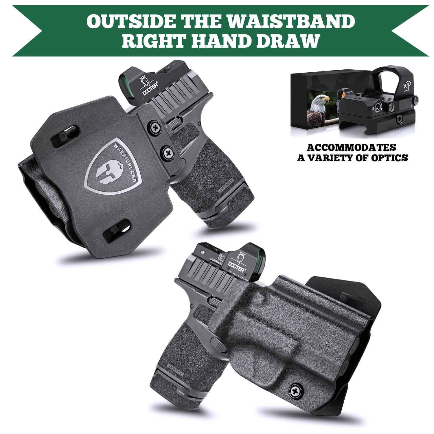 Kydex OWB Paddle Holster for Springfield Armory Hellcat Pro with red dot sights optics cut Trigger Guard Appendix Open Carry | WARRIORLAND