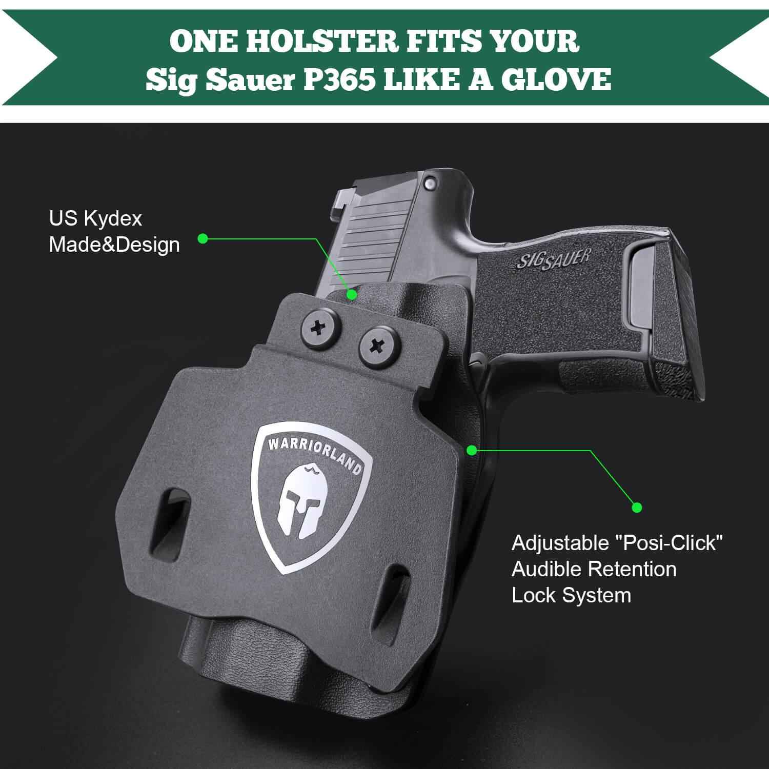 Open Carry OWB Paddle Holster Kydex for Sig Sauer P365 P365 XL P365 SAS P365X P365.380 ACP P365 ROSE.380 ACP Pistol with Red Dot Trigger Guard | WARRIORLAND