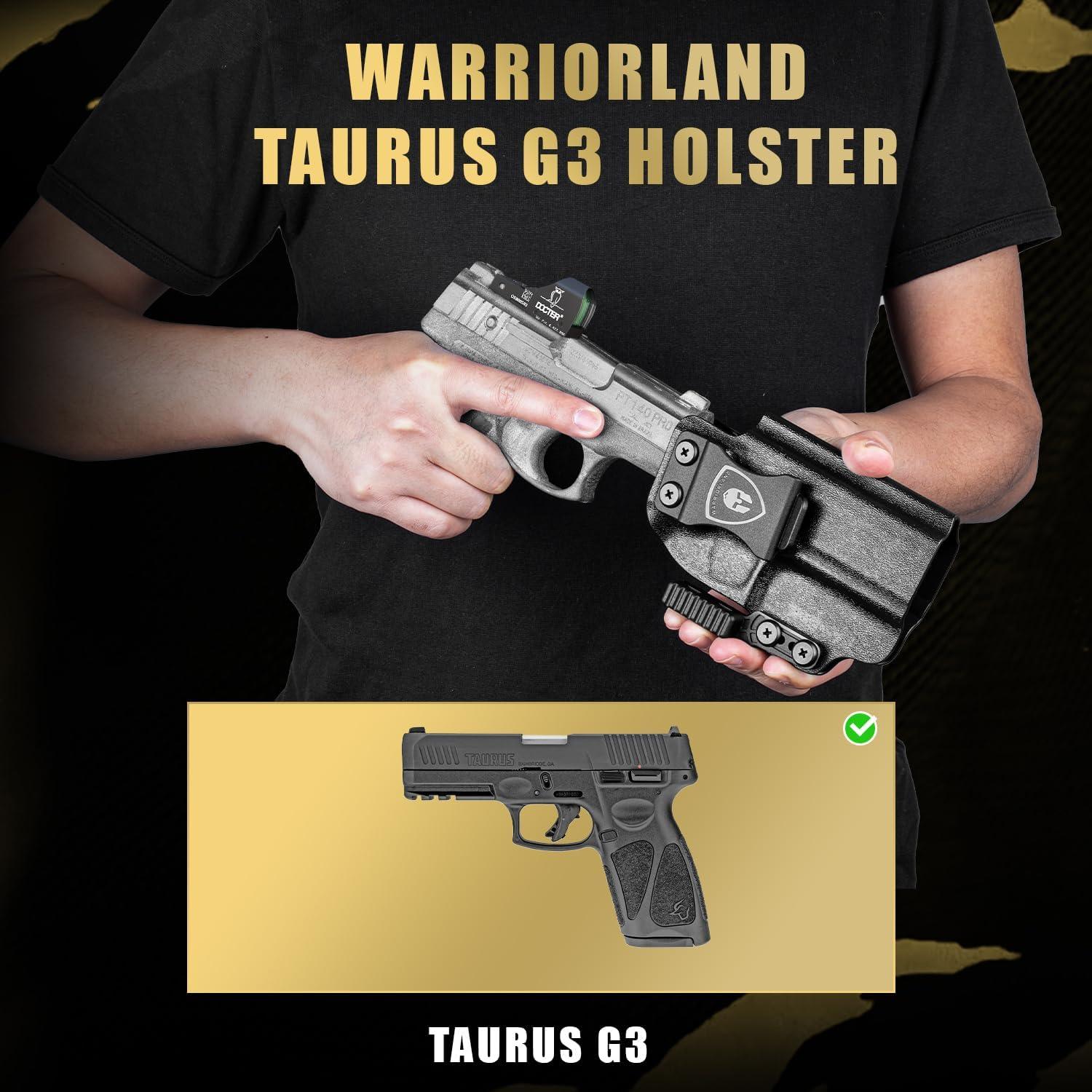 IWB Kydex Holster with Claw Attachment and Optic Cut Fit Taurus G3 Pistol, Inside Waistband Appendix Carry 9mm G3 Holster, Adj. Cant & Retention, Right Hand|WARRIORLAND - WARRIORLAND