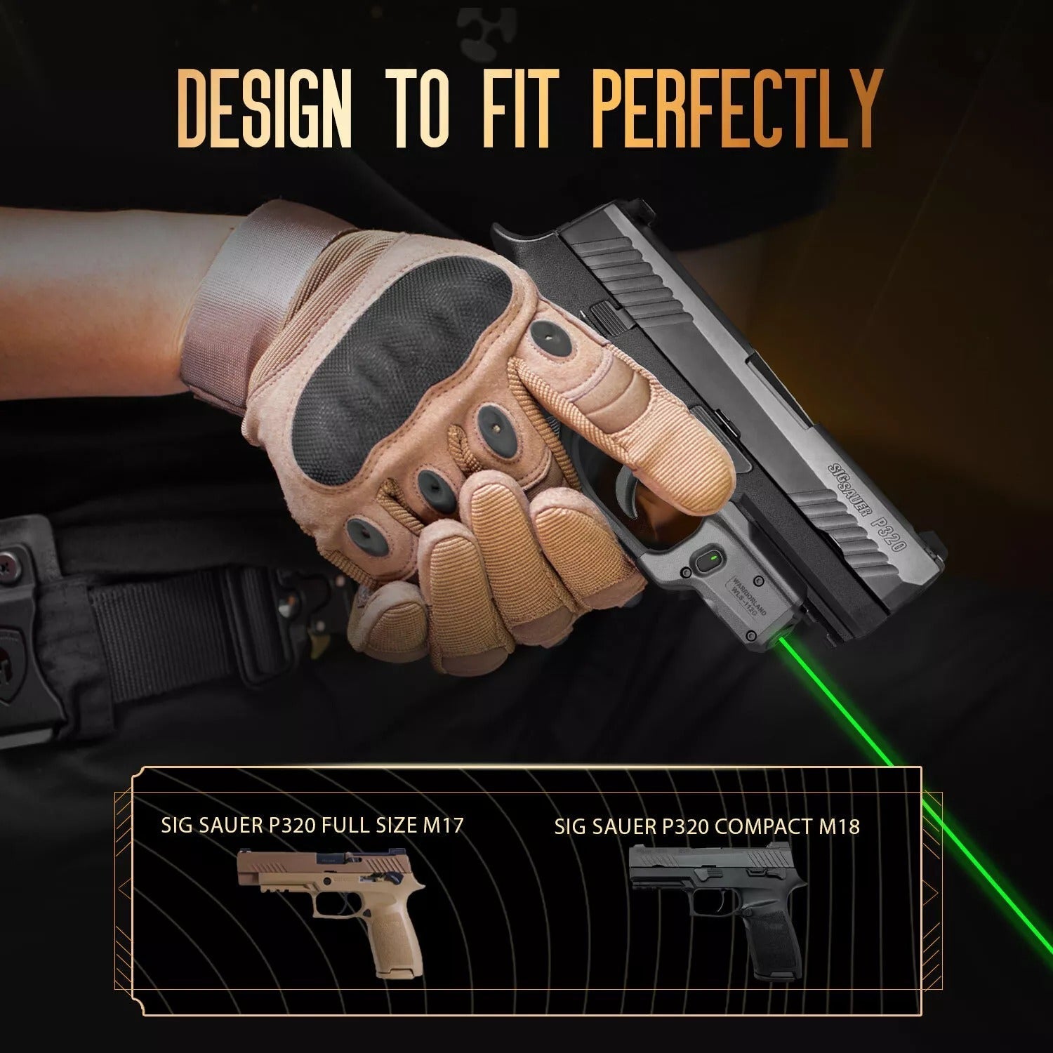 Warriorland WLS-112G Green Laser Sight Fit Sig P320 Compact M18 & P320 Full Size M17,With P320 Holster - WARRIORLAND